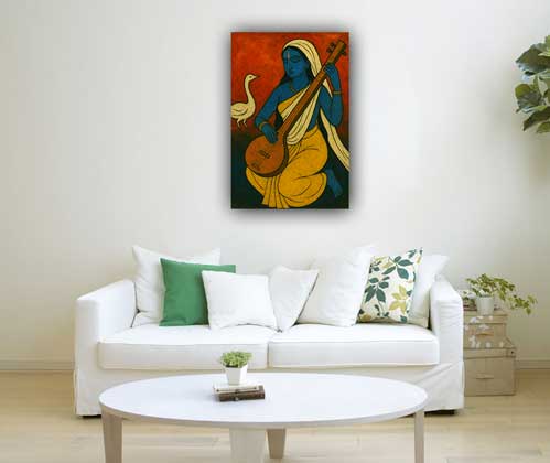 Goddess Saraswati Modern Art Painting