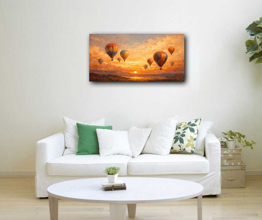 Painting of Colorful Hot Air Balloons for Imagination Soaring to New Heights
