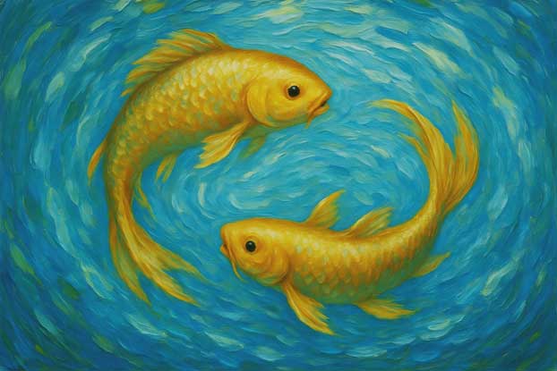 Gold Fish Vastu Painting for North Direction for Prosperity & Wealth Wall Art