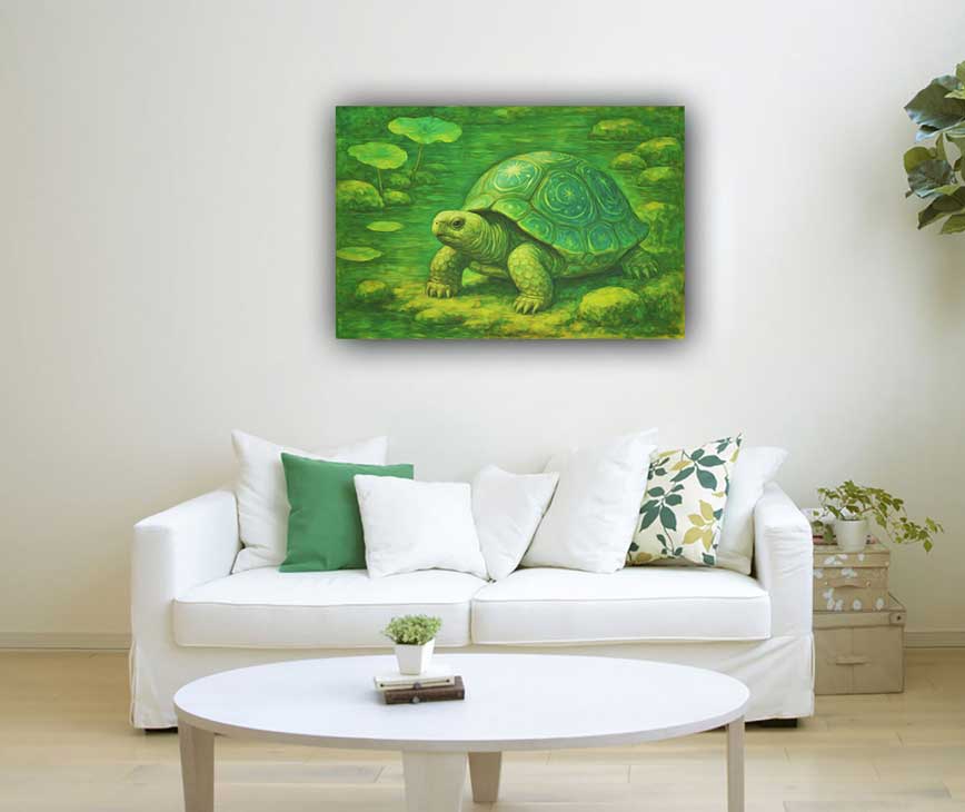 Turtle Wall Art Canvas Painting for Protection and Stability