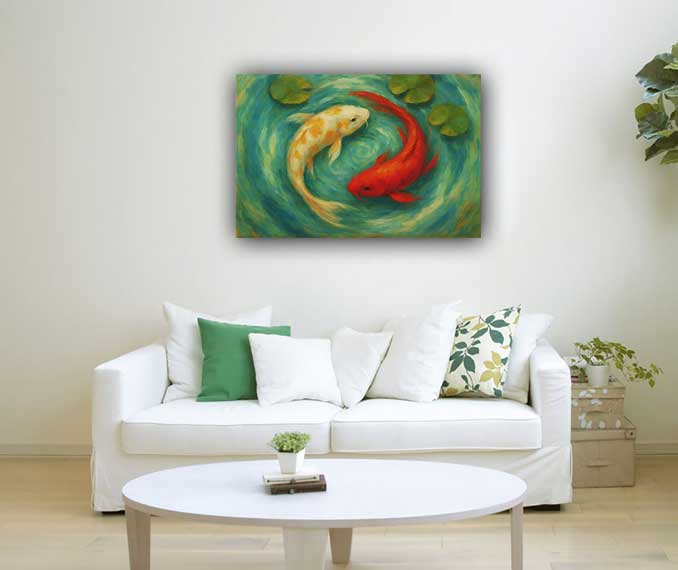 Yin Yang Koi Fish Wall Art for Harmony & Healing