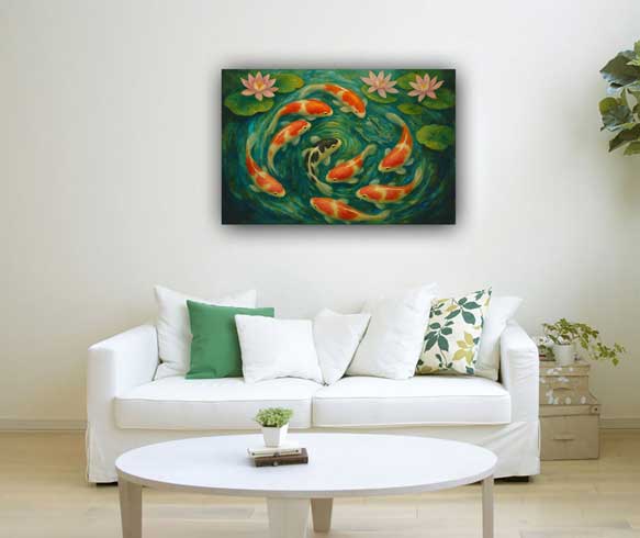 Wall Painting of 9 Koi Fish for Wealth Activation