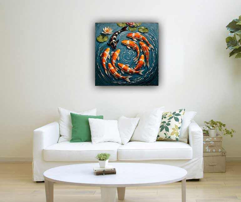 Modern Koi Fish Canvas Painting