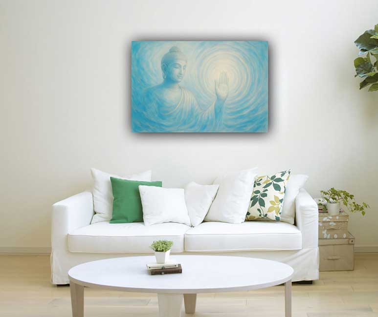 Buddha Painting for Northeast Direction Vastu Canvas Wall Art for Peace and Clarity
