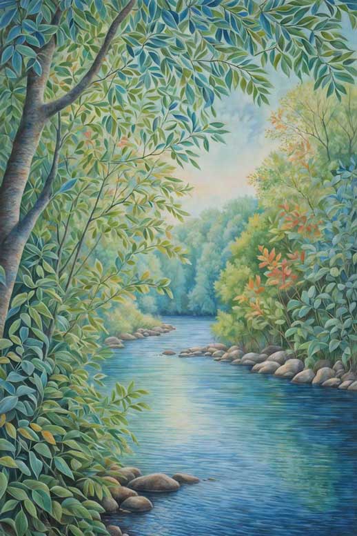 A River Painting for Prosperity and Vitality