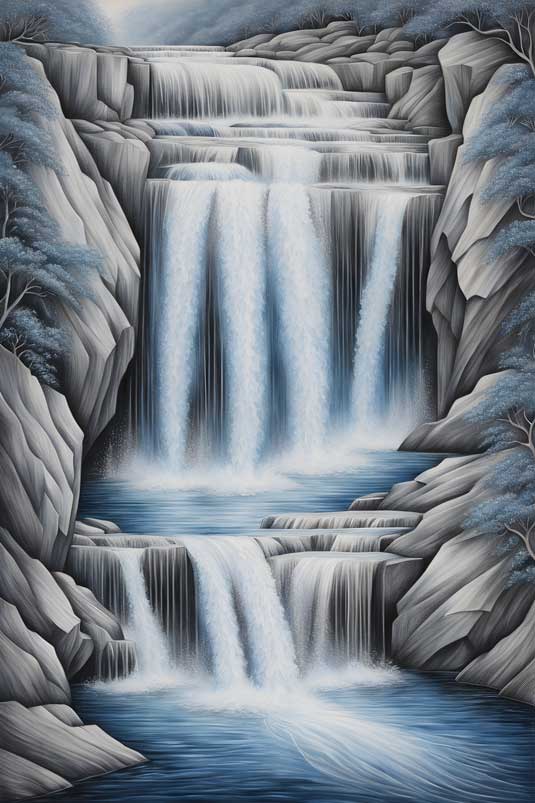  Abstract Waterfall Painting for Prosperity,growth and success