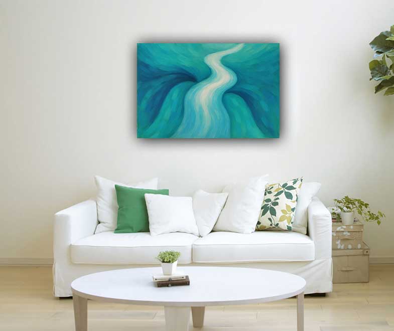 Wall Art of Converging River Streams Abstract Vastu Painting for Prosperity and Career Growth