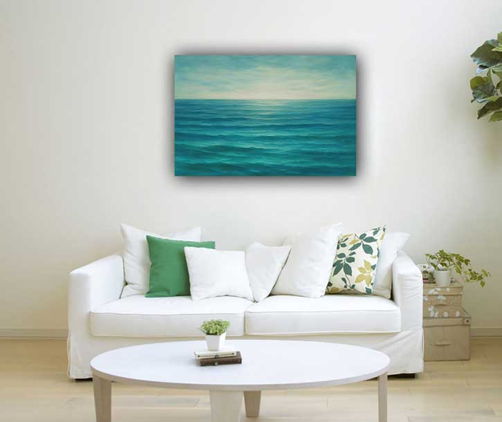 Artwork on Canvas Ocean Horizon Abstract Painting for Prosperity