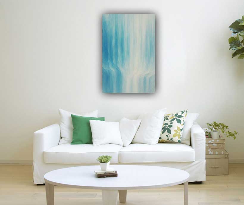 Abstract Blue Waterfall Art Flowing Energy Painting for Vastu Harmony