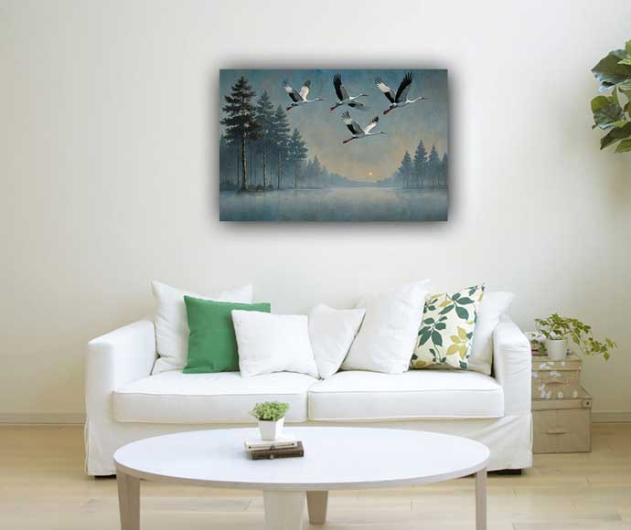 Modern Wall Art of Flying Birds on Canvas