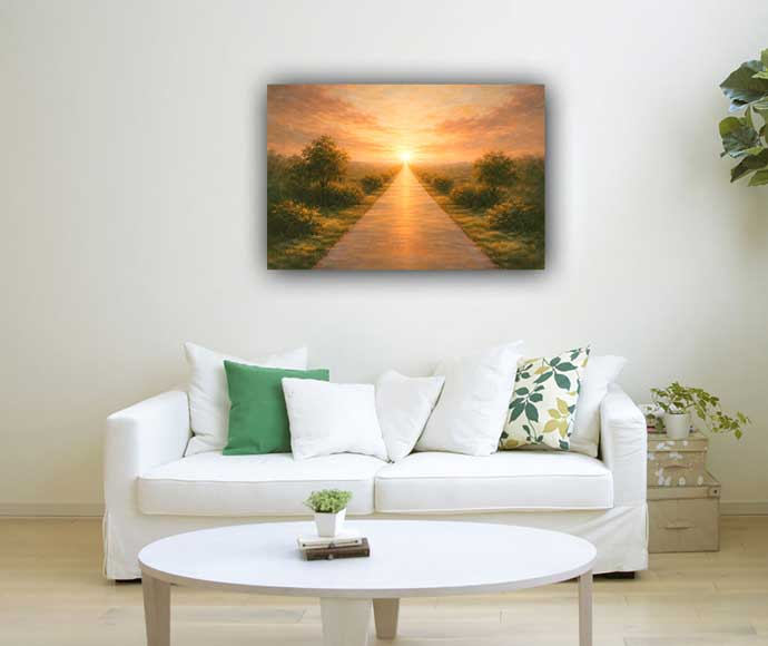 Pathway Opening into Light Wall Art Canvas Painting for Clarity and Optimism