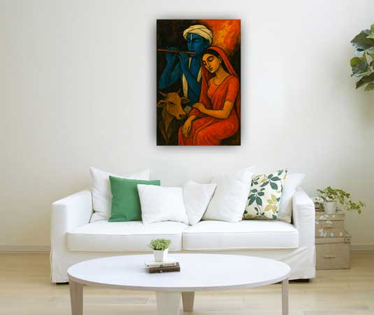Radha Krishna art Contemporary Style