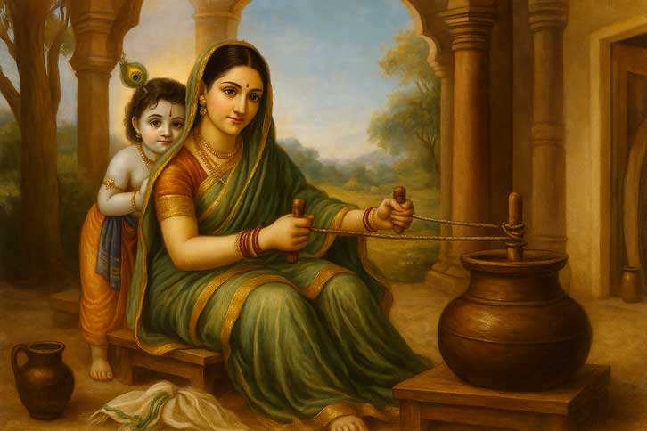 Yashoda and Krishna Painting