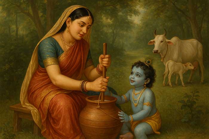 Krishna with Yashoda Painting