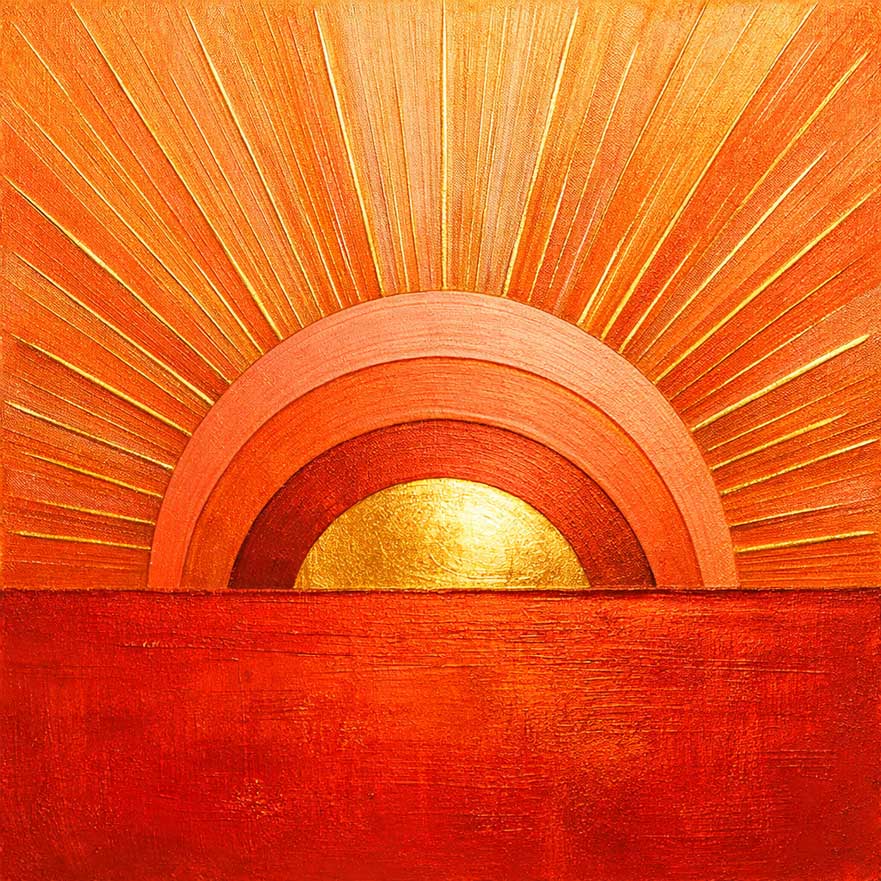 Abstract Red Sunburst Wall Art Symbol of Power, Radiance and Strong Presence