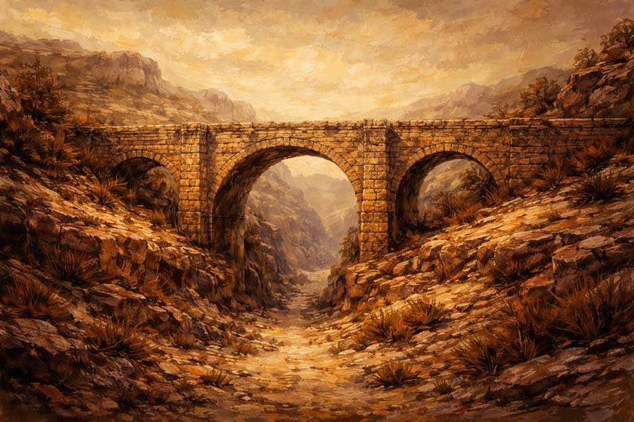 Wall Art Stone Bridge Painting for Reliability, Stability & Secure Life Passage