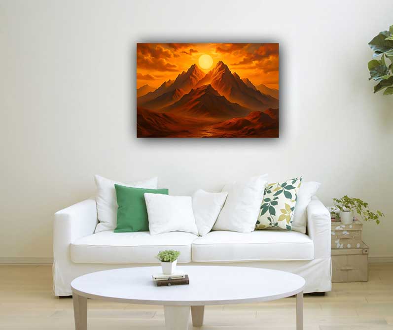 Mountain Canvas Painting for Wall Symbol of Fame & Recognition