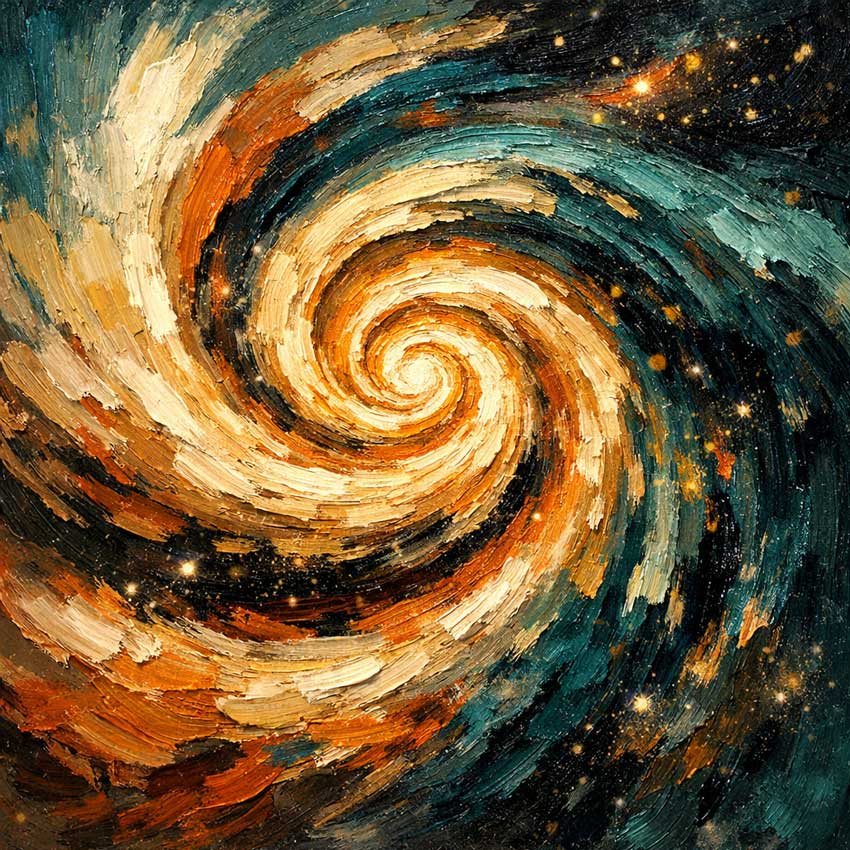 Abstract Painting of Spiral Galaxy for Cosmic Creativity and Expansion