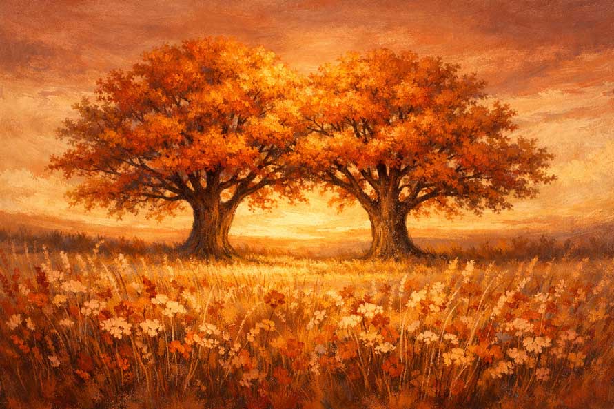 Wall Art Sun-Kissed Meadow Painting for Peaceful Love, Harmony & Emotional Warmth