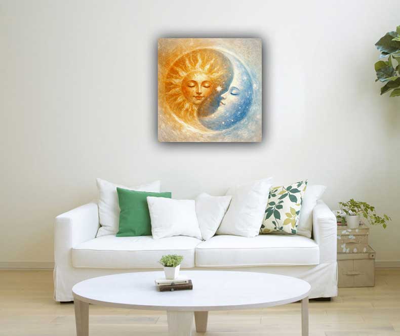 Sun and Moon in Harmony Wall Art for Balance & Enlightenment