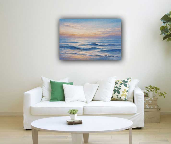 Abstract Painting of Water Reflections with Sunset Colors for Calm, Reflective Innovation