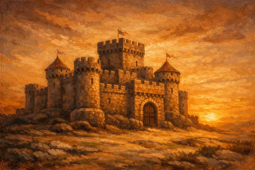 Wall Art Sturdy Castle Painting for Stability & Emotional Protection