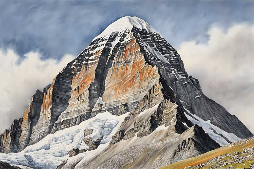 Kailash Mansarovar Mountain Painting Enhance Stability & Strength with Earth Element in Vastu