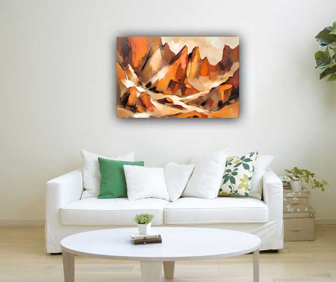 Abstract Mountain Canvas Painting for Southwest Direction
