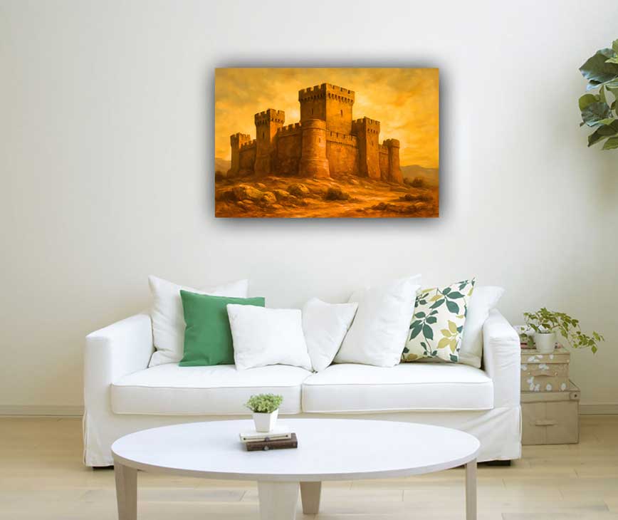 Stone Fortress Wall Canvas Painting for Home Décor Southwest Vastu Art