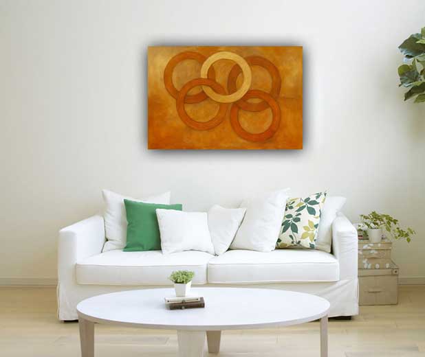 Wall Art Abstract Painting Symbolizing Togetherness in Southwest