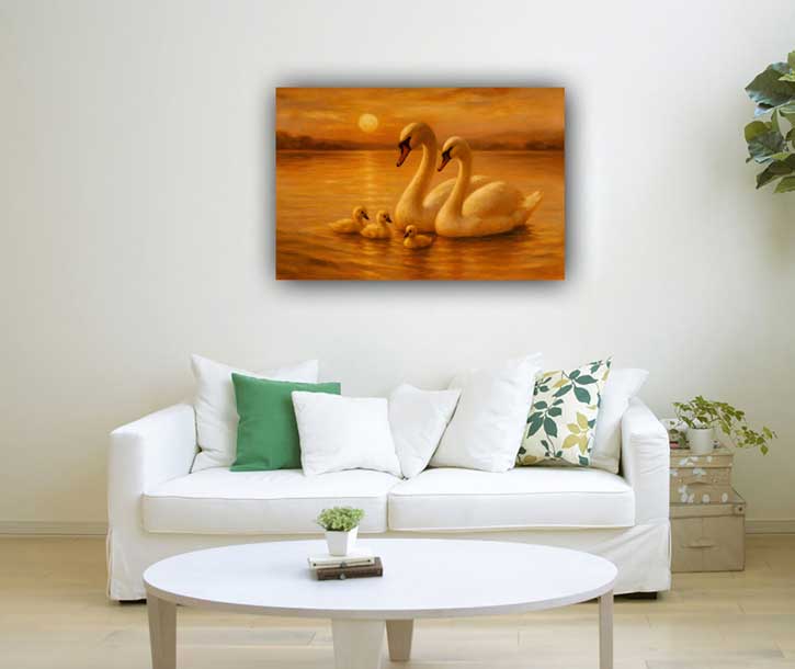 Canvas Paintings of Swans in Southwest for Vastu Love Energy