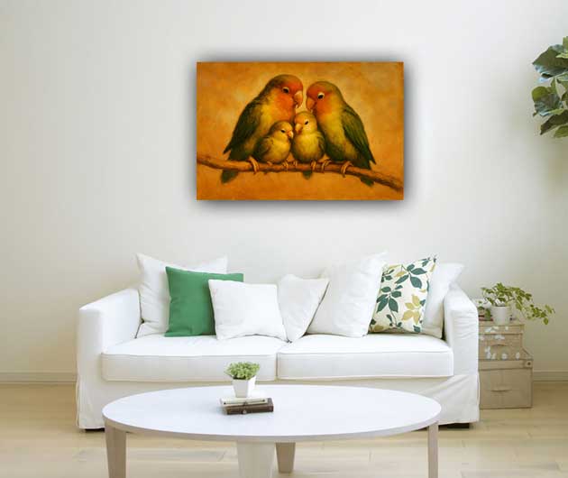 Wall Paintings of Love Birds in Southwest For Emotional Bonding and Stability