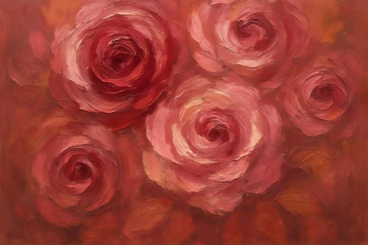 Abstract Wall Art Romantic Rose Canvas Painting for Relationship Harmony in Southwest