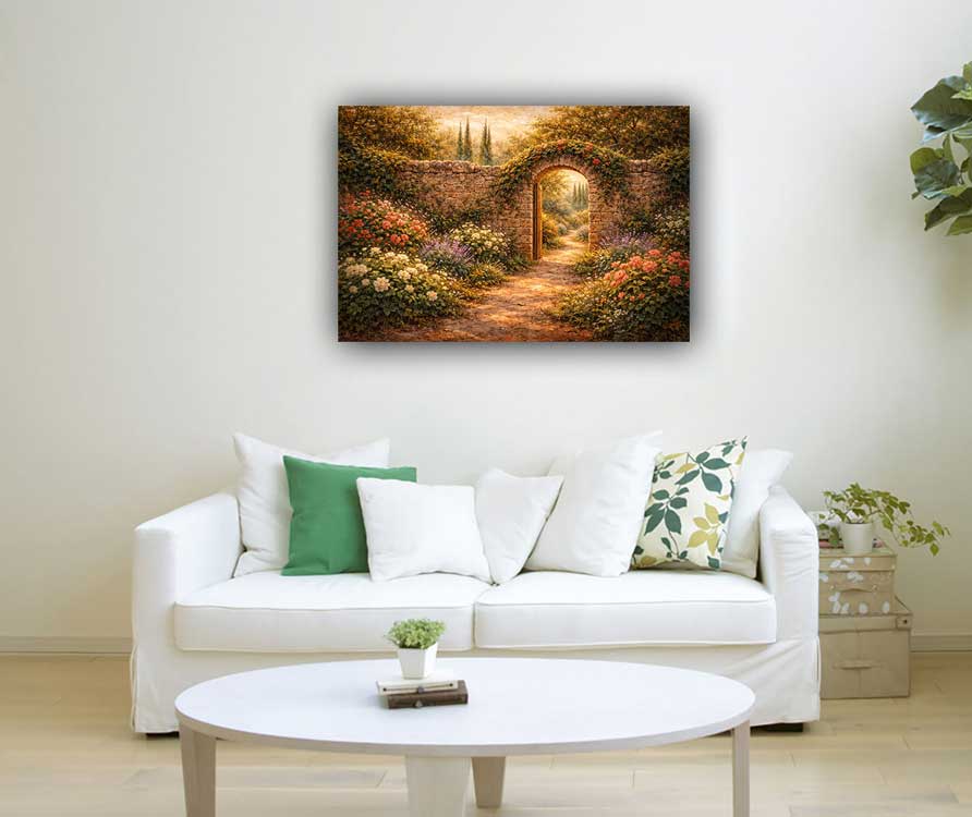 Wall Art Stone Walls Around Garden Painting for Safety, Security & Protective Energy