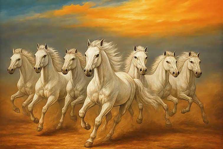 7 Horses Painting for Office for East wall