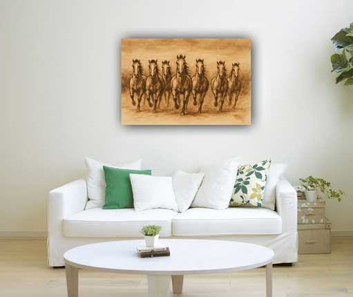 7 Horses Sketch Painting