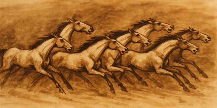7 Horses Sketch Art