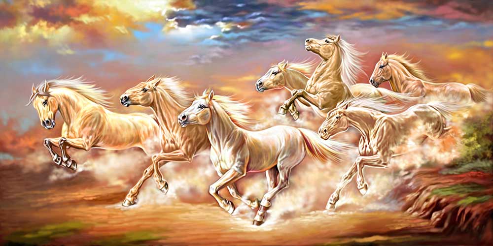 7 Horse Vastu Direction Painting 9009