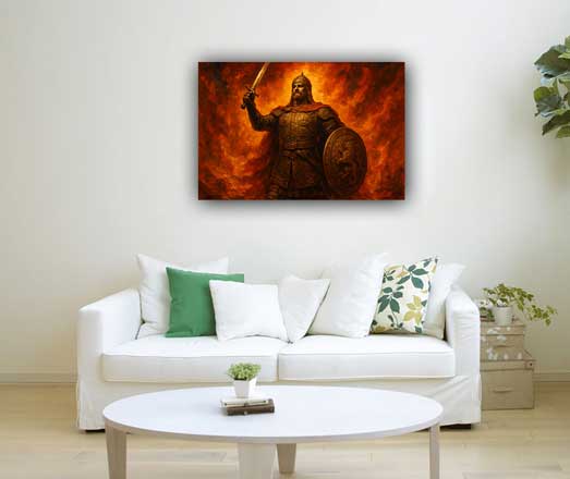 Warrior Painting for Power and Confidence Vastu Wall Art for South Direction