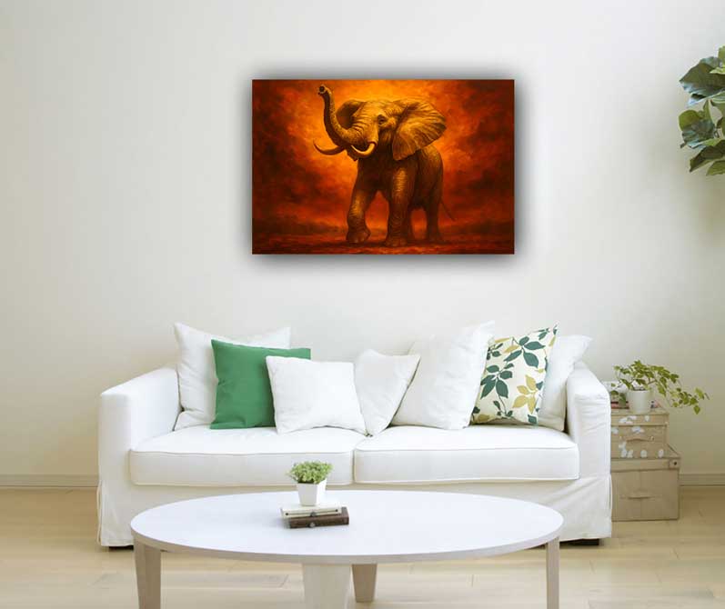 Elephant Painting for Power and Confidence in South Direction Vastu Wall Art