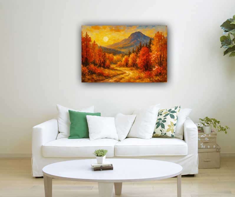 Fiery Autumn Landscape Vastu Painting for Fame and Recognition in South