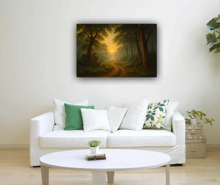 Rising Sun Forest Path Painting