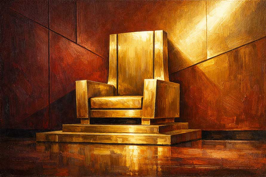Modern Golden Throne Wall Art Symbol of Power, Confidence and Luxury