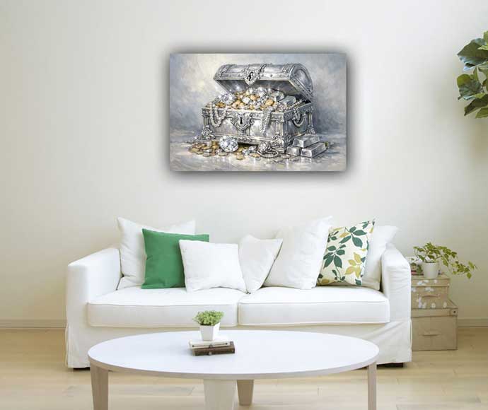 Painting of Treasure Chest Overflowing for Abundance and Wealth Flow