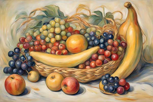 Bountiful Harvest Abundance Symbol Fruit Basket Painting