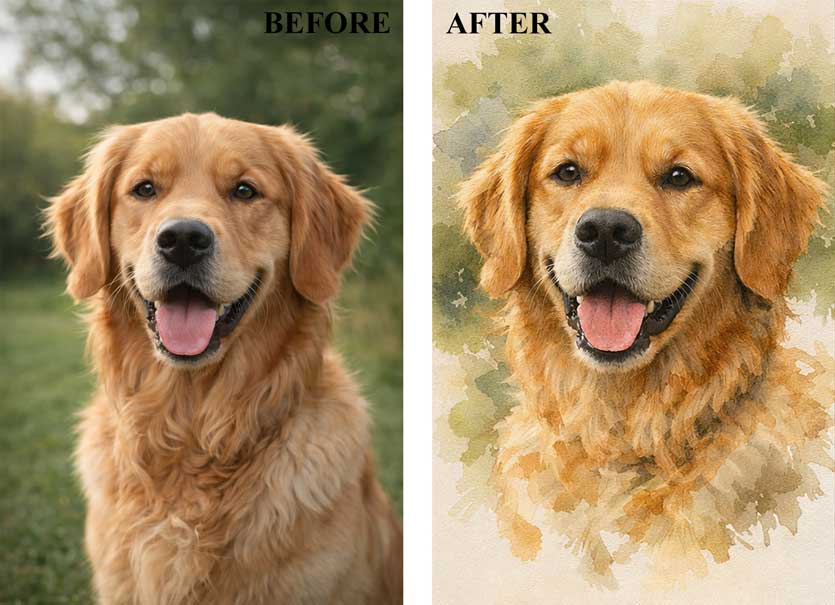 Water Color Dog Portrait