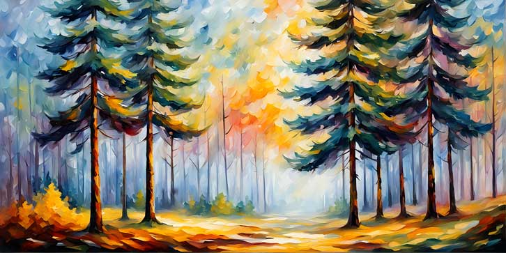 Pine Tree Painting for Support,Assistance,Mentorship and Guidance 