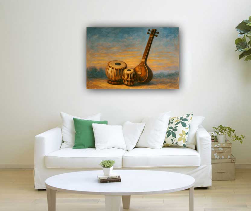 Canvas Wall Painting of Musical Instruments for Artistic Energy in the West